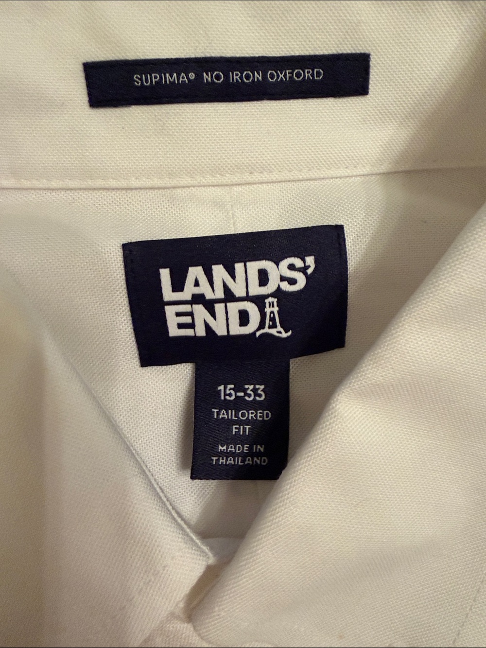Lands' End Tailored Supima Oxford Shirt — White